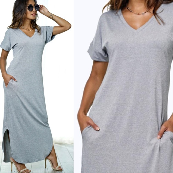 “Stormy” Maxi Dress with Side Slits - Picture 2 of 3